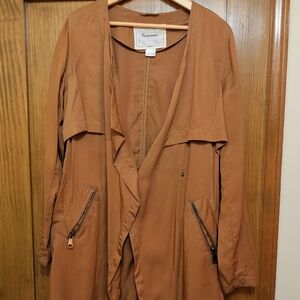 Cartonnier Brown Trench Coat with Zipper Pockets
